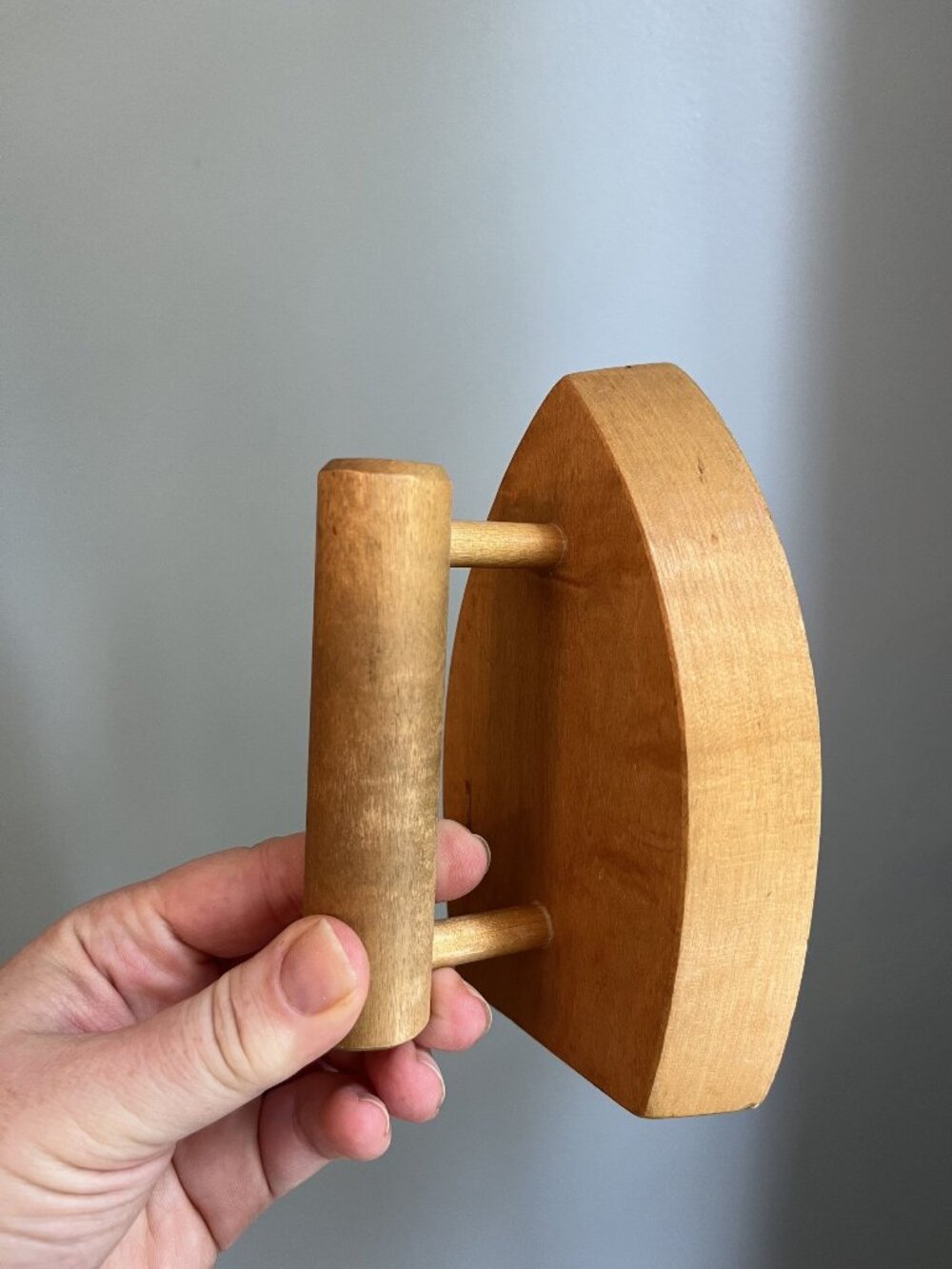 Vintage Wooden Toy Iron With Handle